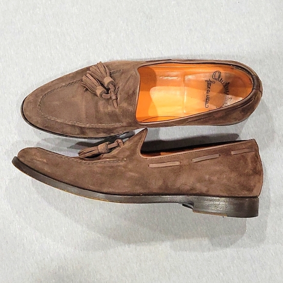 SUEDE LOAFERS SANTONI BROWN LEATHER SHOES